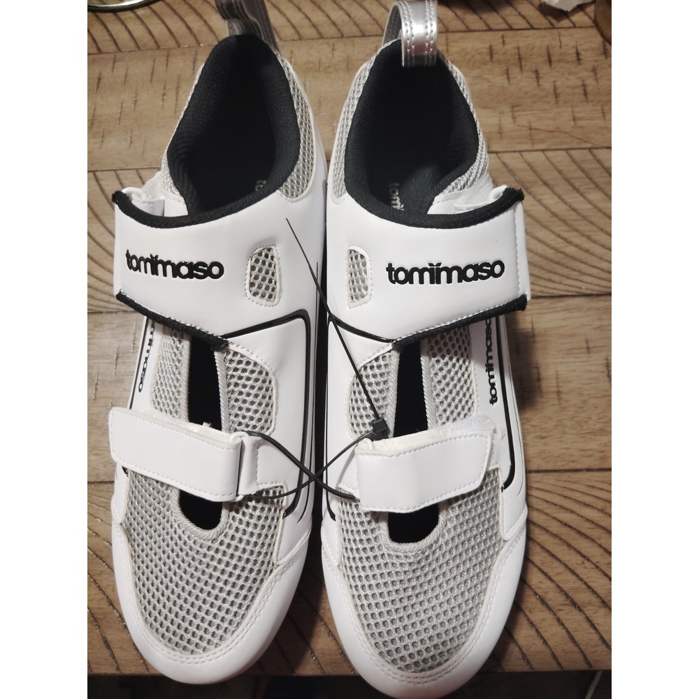 Tommaso Men's White and Black Road Cycling Shoes Size 12 (EU 46) SPD SPD-SL EUC